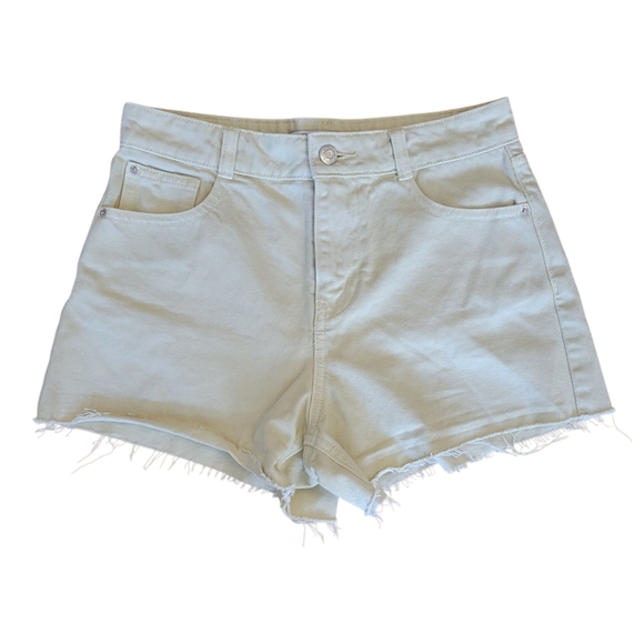 Zara Light Yellow High Waist Cutoff Jean Shorts Size 2 - Picture 1 of 3